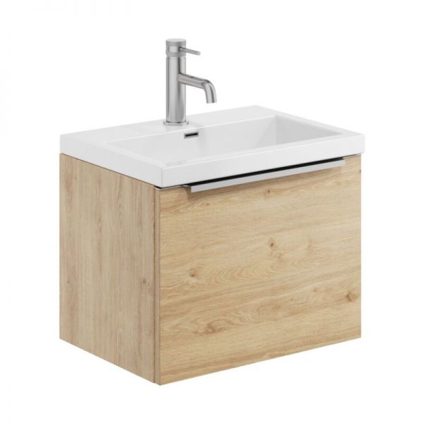 Apex Muro Plus Oak 500 Wall Hung Vanity Unit and Basin