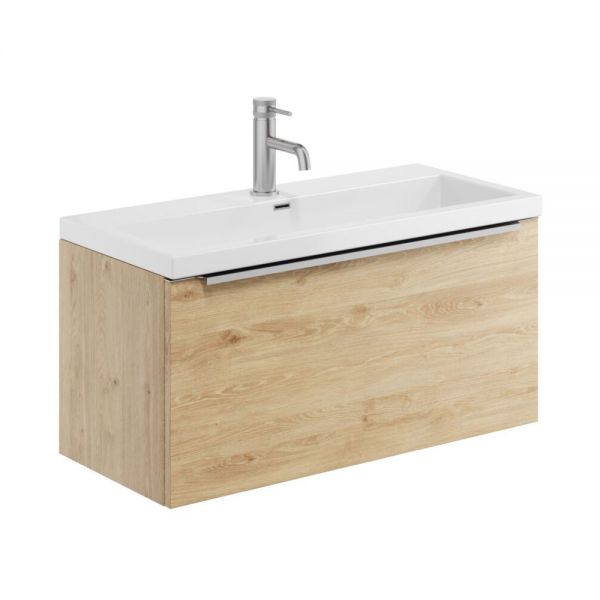 Apex Muro Plus Oak 800 Wall Hung Vanity Unit and Basin