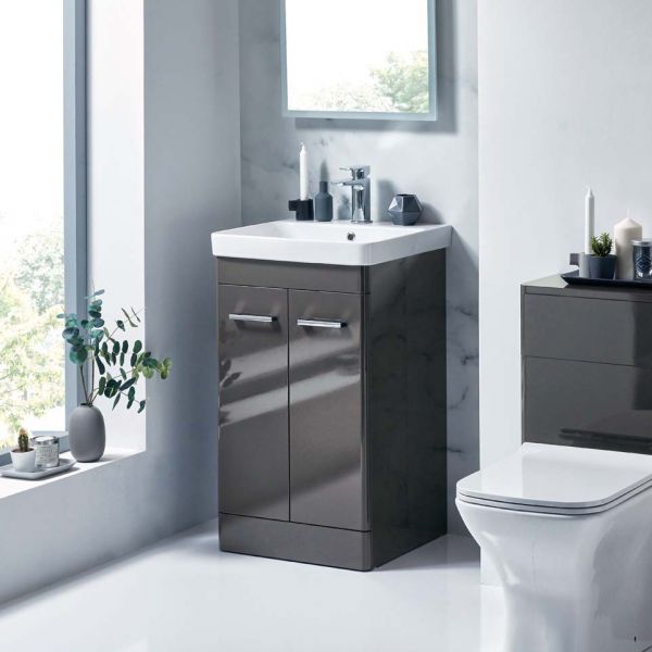 Apex Rossini Grey 500 Floor Standing Vanity Unit and Basin #2