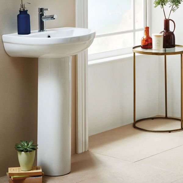 Apex Spa One Tap Hole Basin and Full Pedestal 500 x 420mm #2