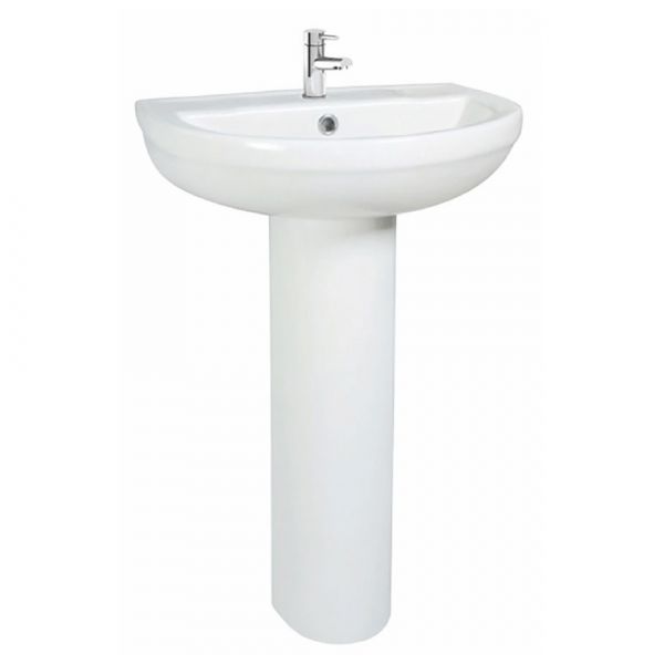 Apex Spa One Tap Hole Basin and Full Pedestal 500 x 420mm