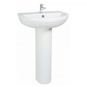 Apex Spa One Tap Hole Basin and Full Pedestal 500 x 420mm