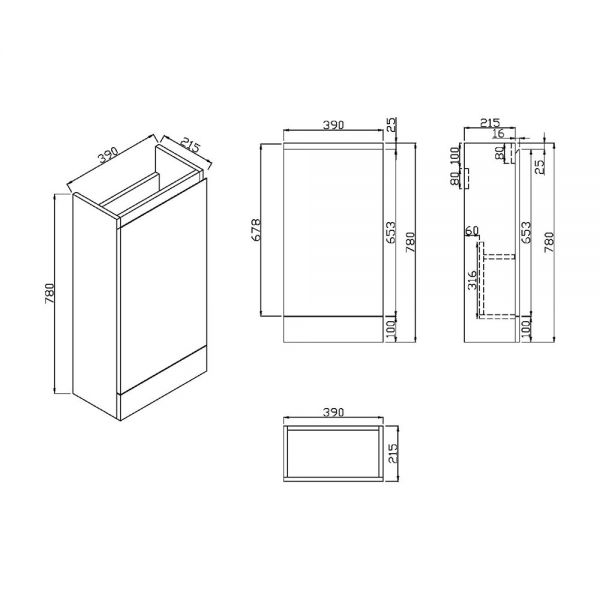Apex Waterguard White 400 Floor Standing Cloakroom Vanity Unit and Basin #2