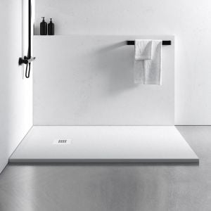 Apex Rectangular 1800 x 700 White Slate Effect Shower Tray