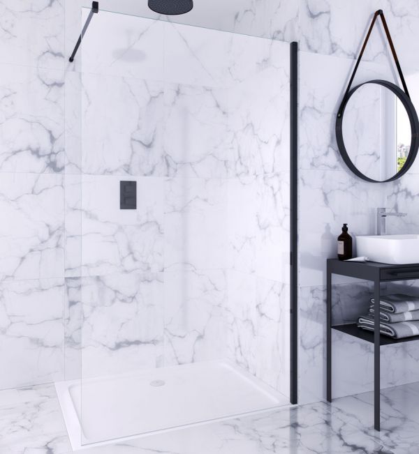 Aqata Design Solutions Matt Black DS400 1100 Wetroom Shower Screen