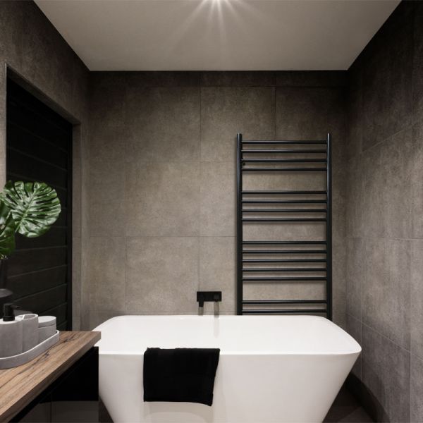 JIS Sussex Ashdown Black 1250mm x 520mm Stainless Steel Towel Rail #2