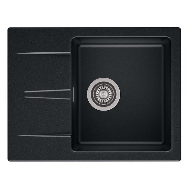 Reginox Avignon Black Silvery Inset Single Bowl Granite Kitchen Sink 595 x 460mm
