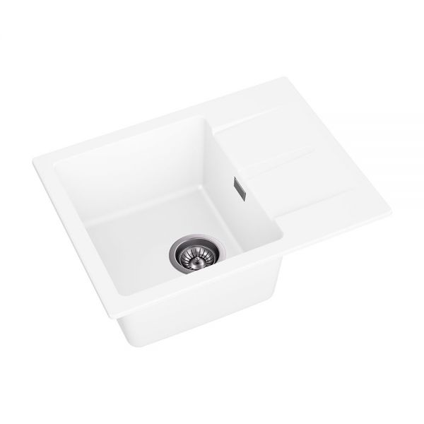 Reginox Avignon Pure White Inset Single Bowl Granite Kitchen Sink 595 x 460mm #3