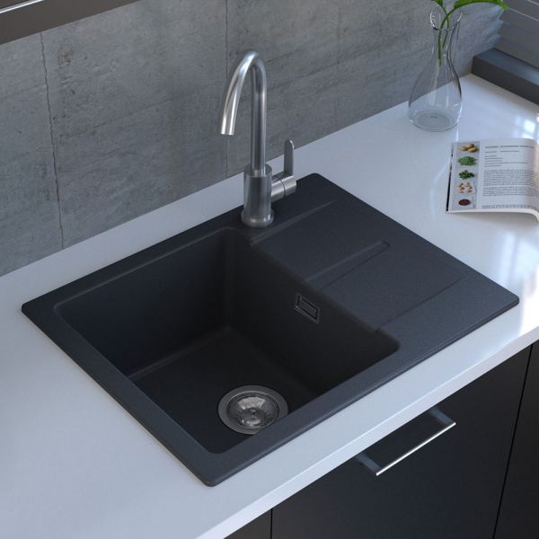 Reginox Avignon Black 1 Bowl Granite Kitchen Sink 595 x 460mm #2