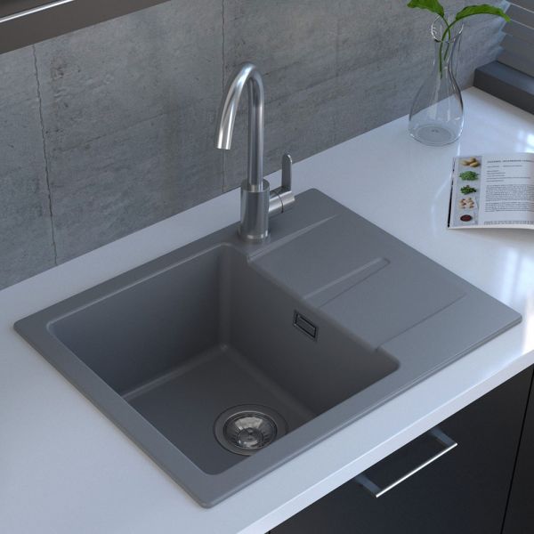 Reginox Avignon Grey 1 Bowl Granite Kitchen Sink 595 x 460mm #2