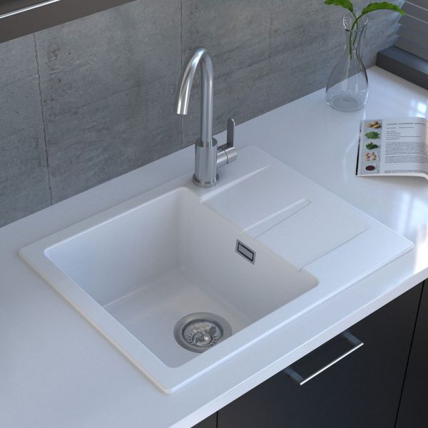 Reginox Avignon White 1 Bowl Granite Kitchen Sink 595 x 460mm #2