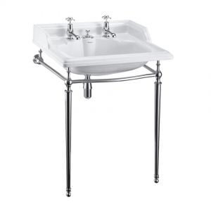 Burlington Classic 650mm Two Tap Hole Square Basin and Washstand B14