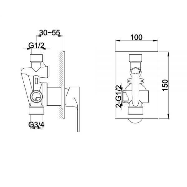 JTP Base Chrome Single Outlet Manual Shower Valve #2