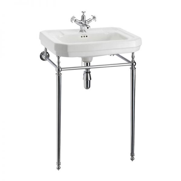 Burlington Victorian 610mm Rectangular Basin and Chrome Washstand B3