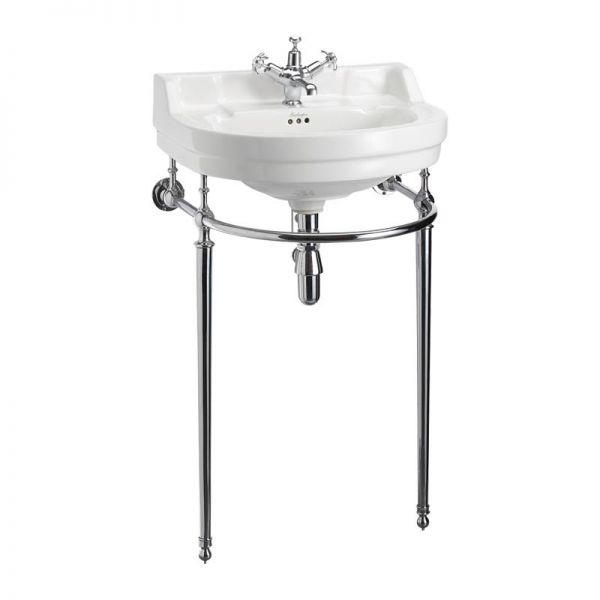 Burlington Edwardian 560mm Round Basin and Chrome Washstand B6