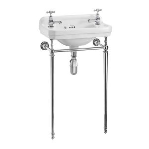 Burlington Edwardian 510mm Cloakroom Basin and Chrome Washstand B8