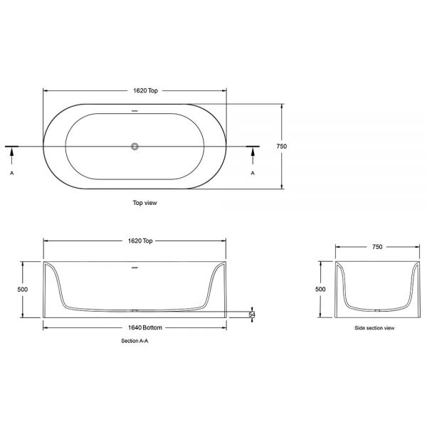 BC Designs Portman Double Ended Freestanding Bath 1640 x 750mm #3