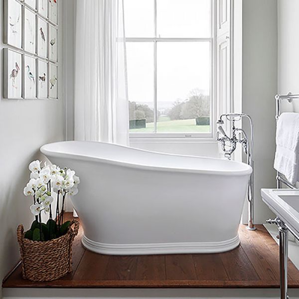 BC Designs Cian Polished White Freestanding Slipper Bath 1590 x 785mm