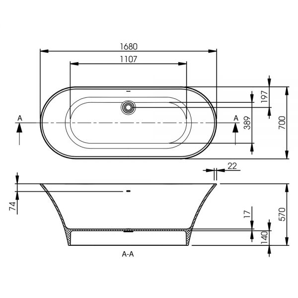 BC Designs Verdicio Polished White Double Ended Freestanding Bath 1680 x 700mm #2