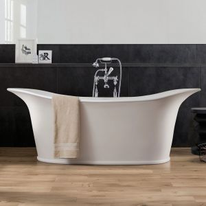 BC Designs Wivenhoe Matt White Double Ended Freestanding Bath 1800 x 820mm