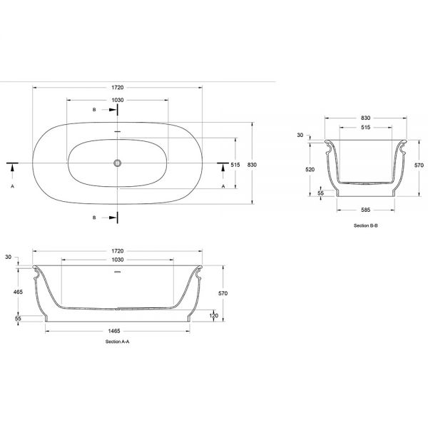 BC Designs Aston Double Ended Freestanding Bath 1720 x 830mm #3