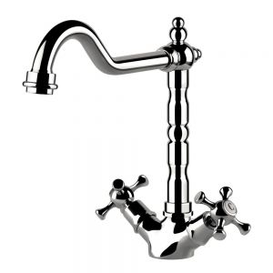 Clearwater Baroc Twin Lever Chrome Monobloc Kitchen Sink Mixer Tap