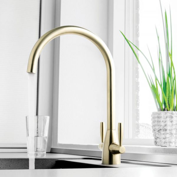 JTP Blink Brushed Brass Swivel Kitchen Mixer Tap #3