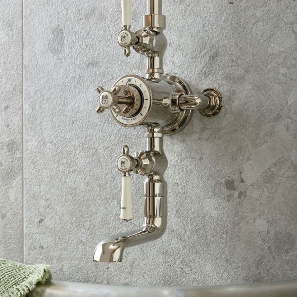 Vado Booth &amp; Co Axbridge Nickel 3 Outlet Exposed Thermostatic Shower Column with Bath Spout #4