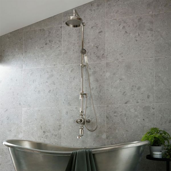 Vado Booth &amp; Co Axbridge Nickel 3 Outlet Exposed Thermostatic Shower Column with Bath Spout #2