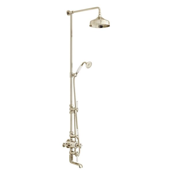 Vado Booth &amp; Co Axbridge Nickel 3 Outlet Exposed Thermostatic Shower Column with Bath Spout