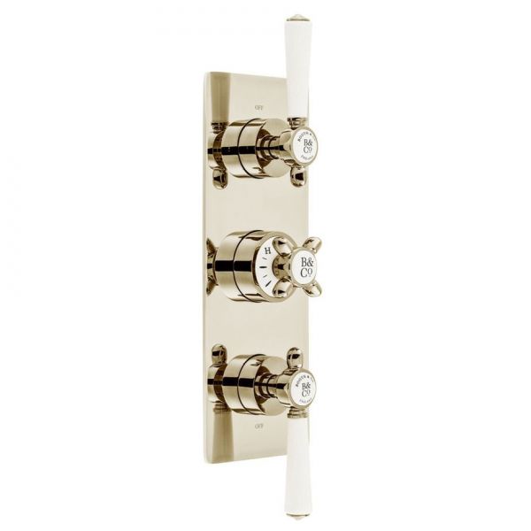 Vado Booth &amp; Co Axbridge Nickel 2 Outlet 3 Handle Concealed Thermostatic Shower Valve
