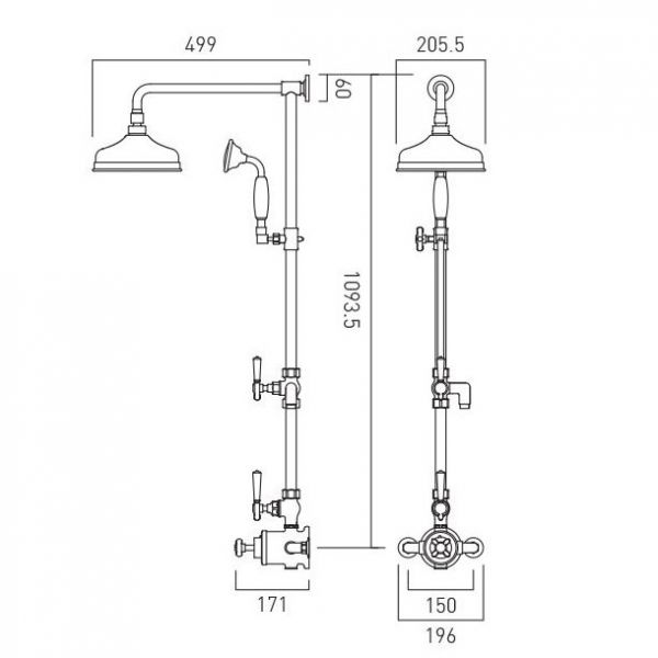Vado Booth &amp; Co Axbridge Nickel 2 Outlet Exposed Thermostatic Shower Column #5