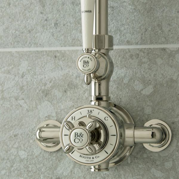 Vado Booth &amp; Co Axbridge Nickel 2 Outlet Exposed Thermostatic Shower Column #3