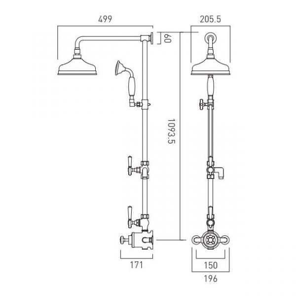 Vado Booth &amp; Co Axbridge Chrome 2 Outlet Exposed Thermostatic Shower Column #2