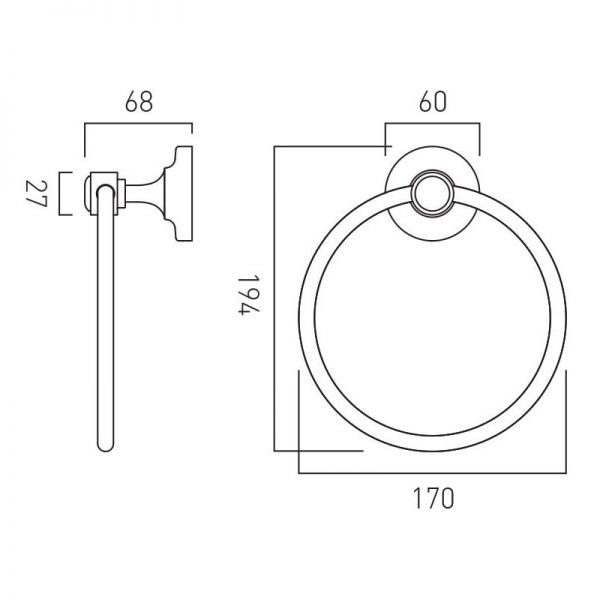 Vado Booth &amp; Co Axbridge Chrome Towel Ring #2