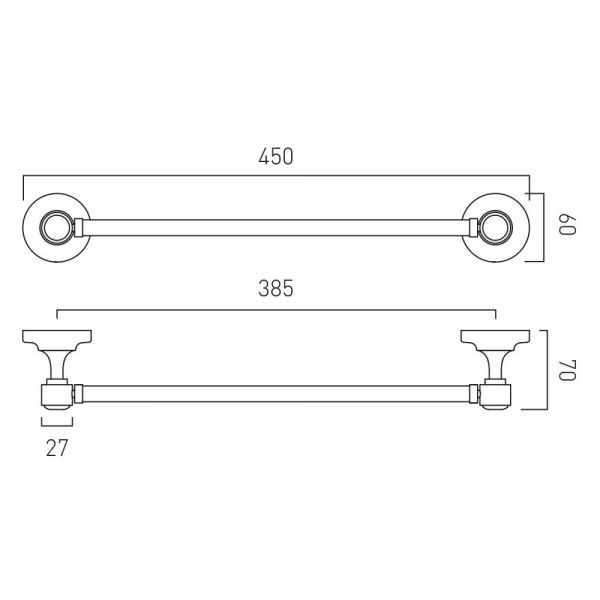 Vado Booth &amp; Co Axbridge Nickel Towel Rail 450mm #3