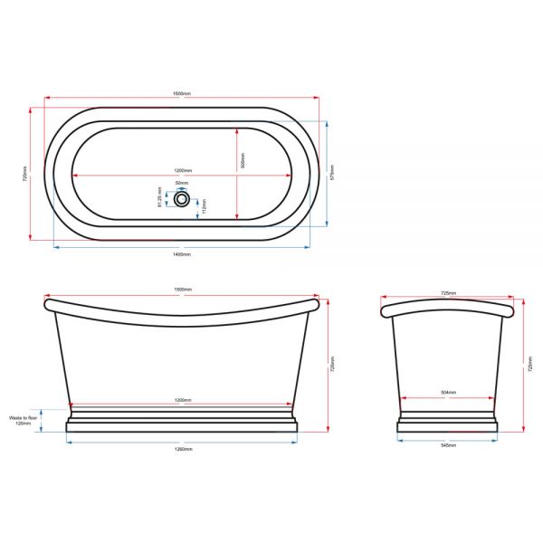 BC Designs 1500mm Nickel Boat Bath BAC025 #3