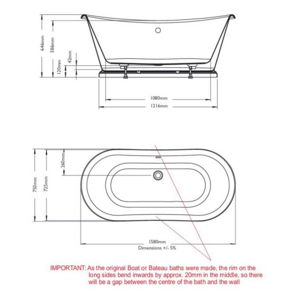 BC Designs Boat Bath 1580 x 750 BAS063 #5