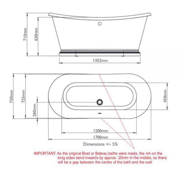 BC Designs Boat Bath 1700 x 750 BAS065 #5