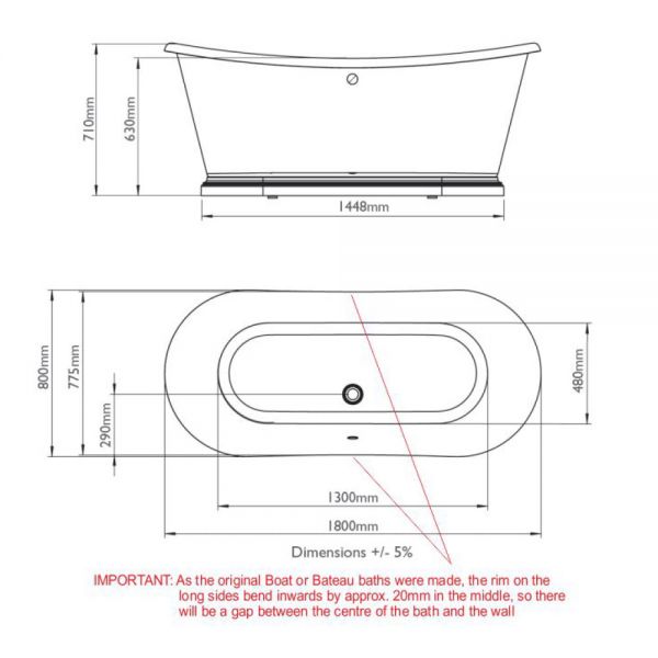 BC Designs Boat Bath 1800 x 800 BAS070 #5