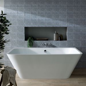 BC Designs Ancora Square Back To Wall Double Ended Bath 1500 x 720mm BAS023