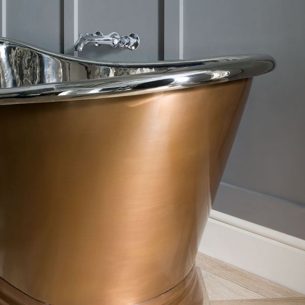 BC Designs Nickel and Antique Copper Freestanding Boat Bath 1500 x 725mm BAC017 #2