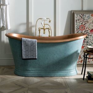 BC Designs Antique Copper and Verdigris Green Freestanding Boat Bath 1700 x 725mm BAC022