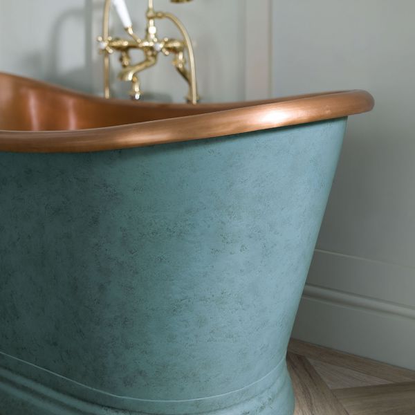 BC Designs Antique Copper and Verdigris Green Freestanding Boat Bath 1700 x 725mm BAC022 #2
