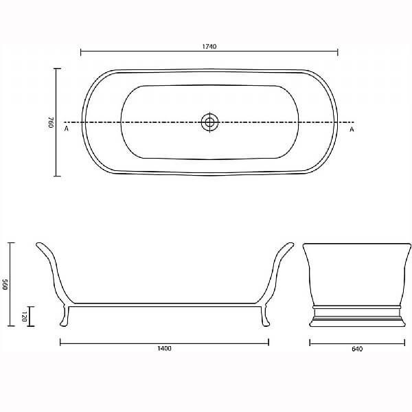 BC Designs Aurelius Double Ended Freestanding Bath 1740 x 760 BAB030 #4
