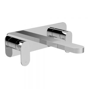 BC Designs Chelmsford Chrome Wall Mounted 3 Hole Wall Mounted Basin Mixer Tap with Back Plate
