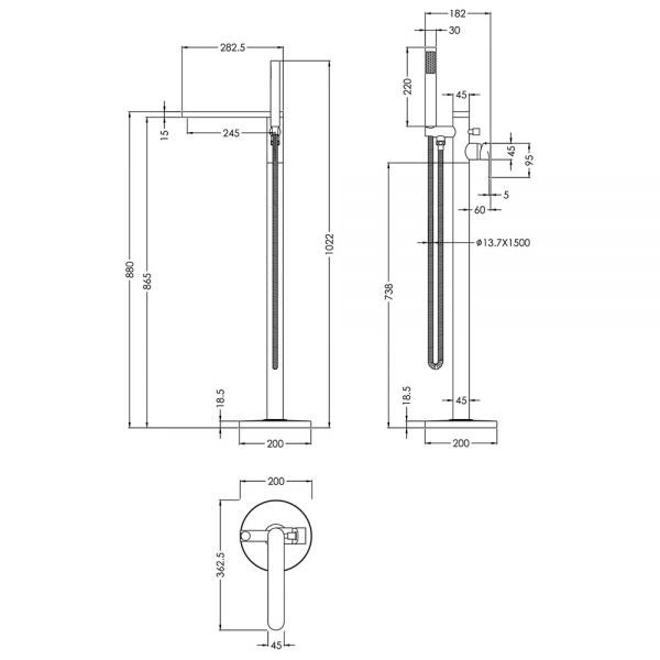 BC Designs Chelmsford Chrome Floor Standing Bath Shower Mixer Tap #2
