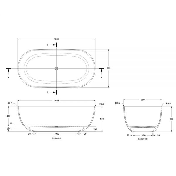 BC Designs Crea Double Ended Freestanding Bath 1665 x 780 BAB076 #6