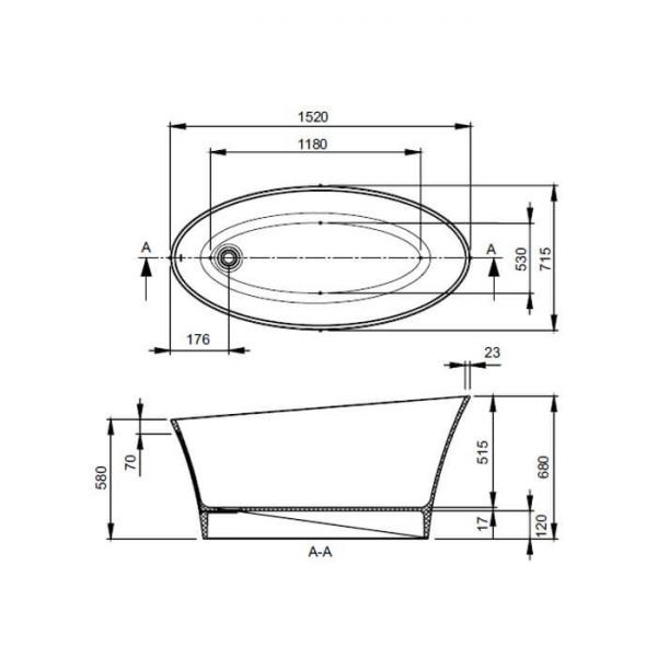 BC Designs Delicata Single Ended Freestanding Bath 1520 x 715 BAB020 #5