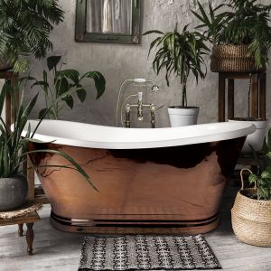 BC Designs Enamel and Copper Freestanding Boat Bath 1700 x 725mm BAC012